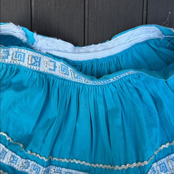 Vintage Vibrant Blue Full-Circle Retro Glam Square Dance Gypsy Midi Skirt - Picture 13 of 16